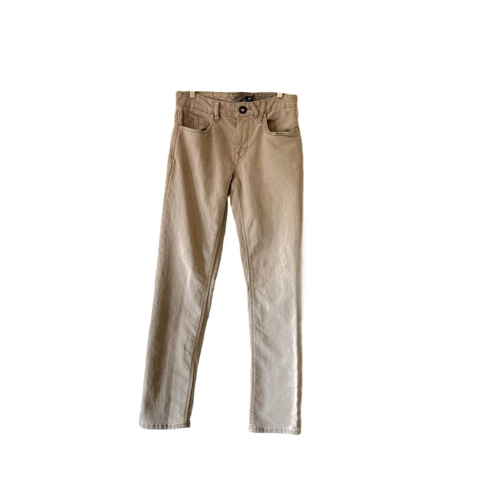 Volcom Solver Modern Straight Jeans Mens 29x32 Sand Tan Stretch Skate Pants